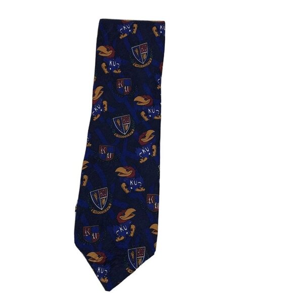 Merge left‎ Vintage Kansas University KU Neck Tie - Picture 1 of 4
